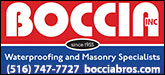 BOCCIA Inc. Waterproofing Specialists Sponsorship Banner